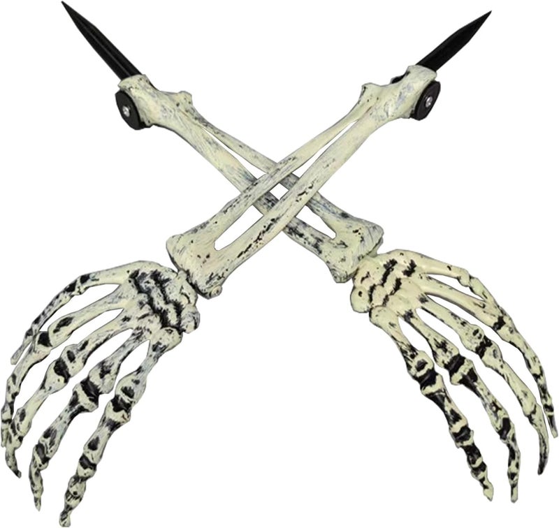 AOFOX Halloween Realistic Skeleton Stakes Zombie Ghost Arm Stake Severed Plastic Skeleton Hands Yard Signs for Lawn Stakes Garden Halloween Props Decoration(4 Pcs White&Black) - Image 2